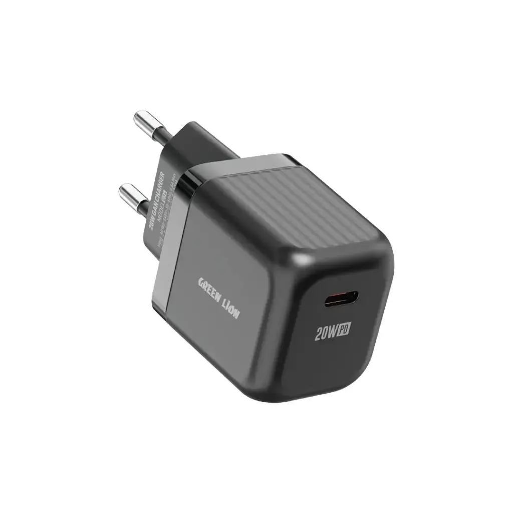 Green Lion Ultra Compact GaN Wall Charger EU Pin USB-C PD 20W - Black